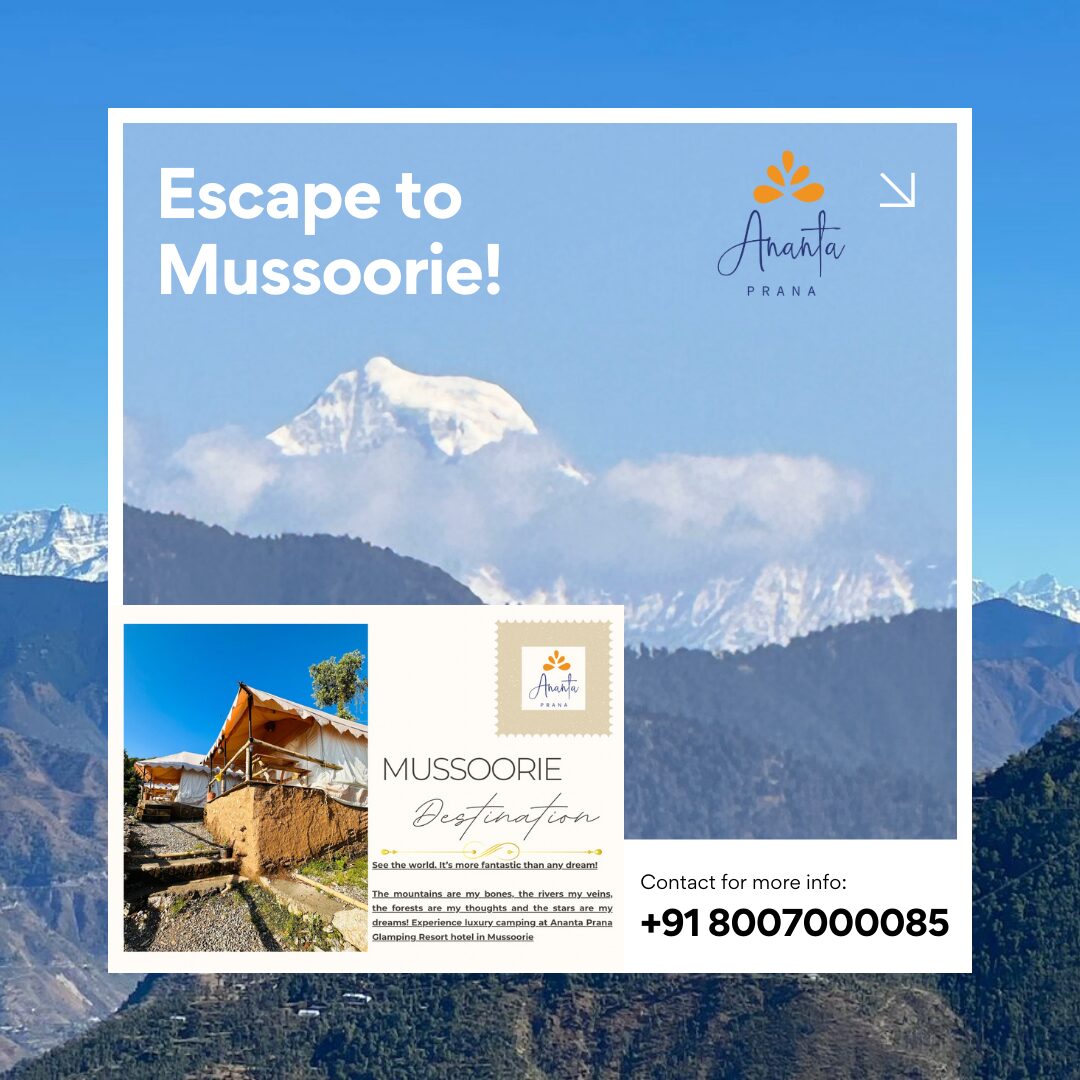 Discover Ananta Prana, the most luxurious glamping resort nestled in the serene Himalayan foothills. Just 3 km from Mussoorie Mall Road and close to Dehradun, our eco-luxury retreat offers breathtaking mountain views, Swiss tents, organic dining, and unforgettable adventure activities. Perfect for couples, families, solo travelers, and pet owners, Ananta Prana blends five-star comfort with raw nature. Enjoy bonfire nights, guided treks, sunrise views of Kedarnath & Gangotri peaks, and more. Whether it’s a romantic escape, family vacation, or a peaceful digital detox, Ananta Prana is your ideal mountain getaway. Why Choose Us? • Luxury Glamping & Camping in Mussoorie • Couple-Friendly & Pet-Friendly Stays • Farm-to-Table Dining • Adventure Activities: Trekking. • Near Kempty Falls, Lal Tibba, Camel’s Back Road • Best Price Guarantee on Direct Bookings Book now and experience the best view resort in Mussoorie & Dehradun.