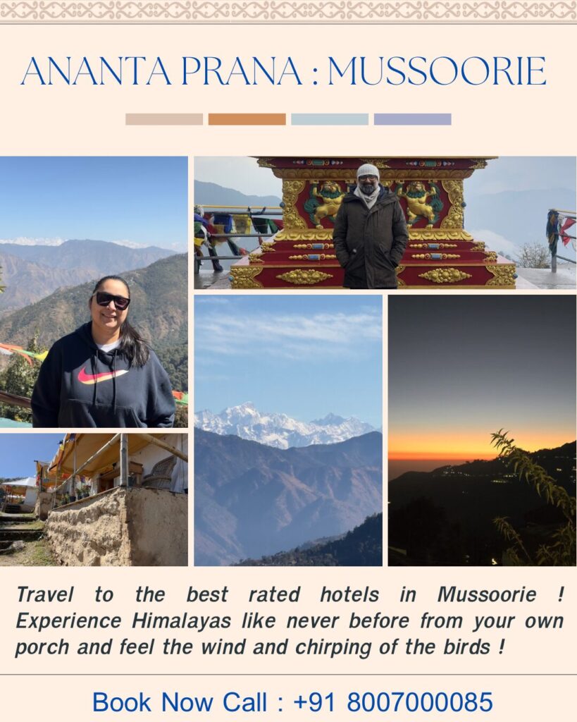 Discover Ananta Prana, the most luxurious glamping resort nestled in the serene Himalayan foothills. Just 3 km from Mussoorie Mall Road and close to Dehradun, our eco-luxury retreat offers breathtaking mountain views, Swiss tents, organic dining, and unforgettable adventure activities. Perfect for couples, families, solo travelers, and pet owners, Ananta Prana blends five-star comfort with raw nature. Enjoy bonfire nights, guided treks, sunrise views of Kedarnath & Gangotri peaks, and more. Whether it’s a romantic escape, family vacation, or a peaceful digital detox, Ananta Prana is your ideal mountain getaway. Why Choose Us? • Luxury Glamping & Camping in Mussoorie • Couple-Friendly & Pet-Friendly Stays • Farm-to-Table Dining • Adventure Activities: Trekking. • Near Kempty Falls, Lal Tibba, Camel’s Back Road • Best Price Guarantee on Direct Bookings Book now and experience the best view resort in Mussoorie & Dehradun.