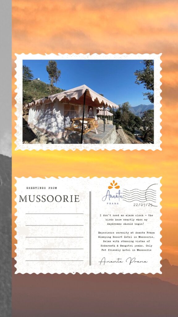 Discover Ananta Prana, the most luxurious glamping resort nestled in the serene Himalayan foothills. Just 3 km from Mussoorie Mall Road and close to Dehradun, our eco-luxury retreat offers breathtaking mountain views, Swiss tents, organic dining, and unforgettable adventure activities. Perfect for couples, families, solo travelers, and pet owners, Ananta Prana blends five-star comfort with raw nature. Enjoy bonfire nights, guided treks, sunrise views of Kedarnath & Gangotri peaks, and more. Whether it’s a romantic escape, family vacation, or a peaceful digital detox, Ananta Prana is your ideal mountain getaway. Why Choose Us? • Luxury Glamping & Camping in Mussoorie • Couple-Friendly & Pet-Friendly Stays • Farm-to-Table Dining • Adventure Activities: Trekking. • Near Kempty Falls, Lal Tibba, Camel’s Back Road • Best Price Guarantee on Direct Bookings Book now and experience the best view resort in Mussoorie & Dehradun.