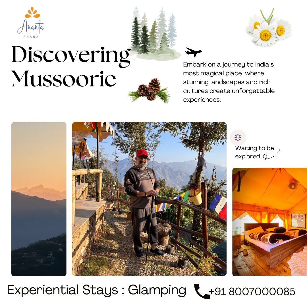 Discover Ananta Prana, the most luxurious glamping resort nestled in the serene Himalayan foothills. Just 3 km from Mussoorie Mall Road and close to Dehradun, our eco-luxury retreat offers breathtaking mountain views, Swiss tents, organic dining, and unforgettable adventure activities. Perfect for couples, families, solo travelers, and pet owners, Ananta Prana blends five-star comfort with raw nature. Enjoy bonfire nights, guided treks, sunrise views of Kedarnath & Gangotri peaks, and more. Whether it’s a romantic escape, family vacation, or a peaceful digital detox, Ananta Prana is your ideal mountain getaway. Why Choose Us? • Luxury Glamping & Camping in Mussoorie • Couple-Friendly & Pet-Friendly Stays • Farm-to-Table Dining • Adventure Activities: Trekking. • Near Kempty Falls, Lal Tibba, Camel’s Back Road • Best Price Guarantee on Direct Bookings Book now and experience the best view resort in Mussoorie & Dehradun.