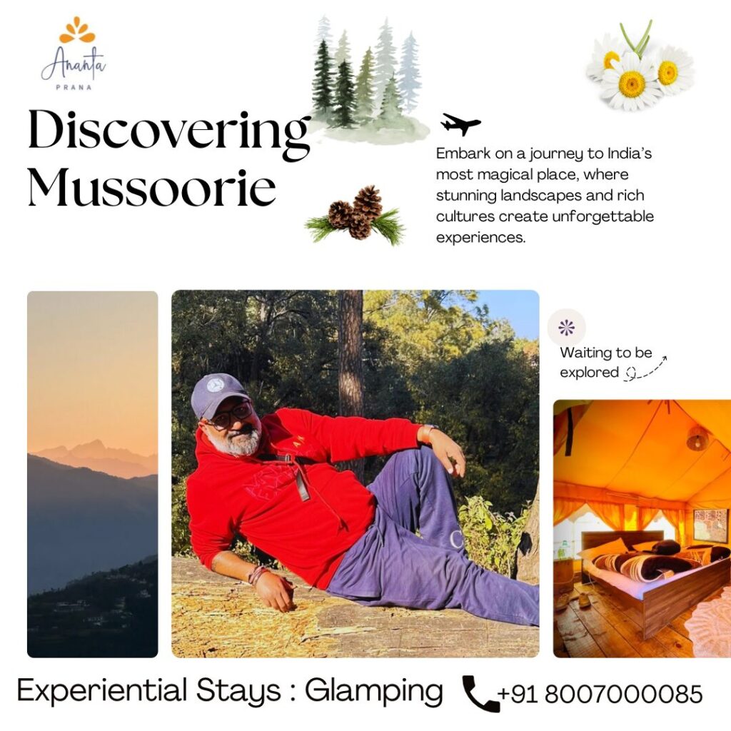 Discover Ananta Prana, the most luxurious glamping resort nestled in the serene Himalayan foothills. Just 3 km from Mussoorie Mall Road and close to Dehradun, our eco-luxury retreat offers breathtaking mountain views, Swiss tents, organic dining, and unforgettable adventure activities. Perfect for couples, families, solo travelers, and pet owners, Ananta Prana blends five-star comfort with raw nature. Enjoy bonfire nights, guided treks, sunrise views of Kedarnath & Gangotri peaks, and more. Whether it’s a romantic escape, family vacation, or a peaceful digital detox, Ananta Prana is your ideal mountain getaway. Why Choose Us? • Luxury Glamping & Camping in Mussoorie • Couple-Friendly & Pet-Friendly Stays • Farm-to-Table Dining • Adventure Activities: Trekking. • Near Kempty Falls, Lal Tibba, Camel’s Back Road • Best Price Guarantee on Direct Bookings Book now and experience the best view resort in Mussoorie & Dehradun.