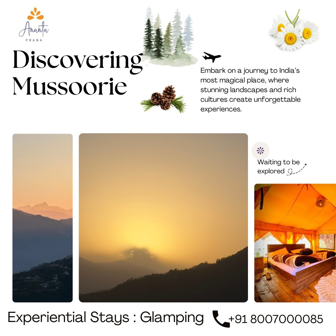 Discover Ananta Prana, the most luxurious glamping resort nestled in the serene Himalayan foothills. Just 3 km from Mussoorie Mall Road and close to Dehradun, our eco-luxury retreat offers breathtaking mountain views, Swiss tents, organic dining, and unforgettable adventure activities. Perfect for couples, families, solo travelers, and pet owners, Ananta Prana blends five-star comfort with raw nature. Enjoy bonfire nights, guided treks, sunrise views of Kedarnath & Gangotri peaks, and more. Whether it’s a romantic escape, family vacation, or a peaceful digital detox, Ananta Prana is your ideal mountain getaway. Why Choose Us? • Luxury Glamping & Camping in Mussoorie • Couple-Friendly & Pet-Friendly Stays • Farm-to-Table Dining • Adventure Activities: Trekking. • Near Kempty Falls, Lal Tibba, Camel’s Back Road • Best Price Guarantee on Direct Bookings Book now and experience the best view resort in Mussoorie & Dehradun.